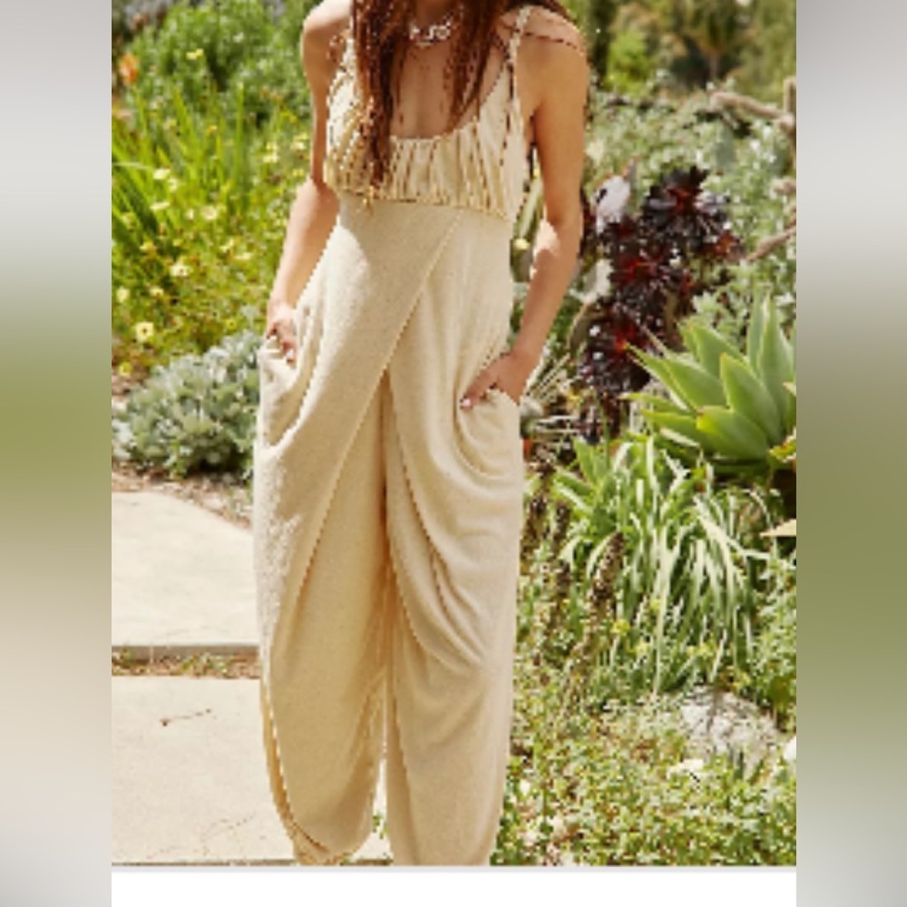 Free People crossover Cream Jumpsuit
